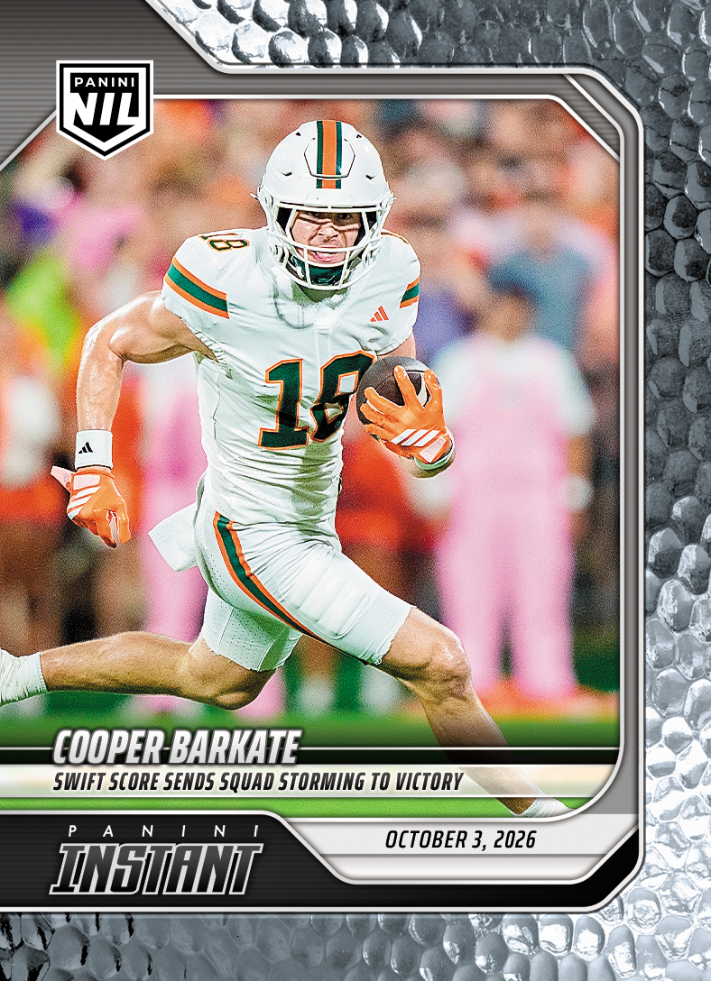 Detailed Image of Cooper Barkate - 2026 Panini NIL College Football #5-CBA - Metallic /5