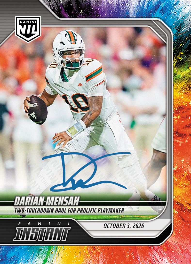 Detailed Image of Darian Mensah - 2026 Panini Instant NIL College Football #5-DME - Color Blast /10 Auto