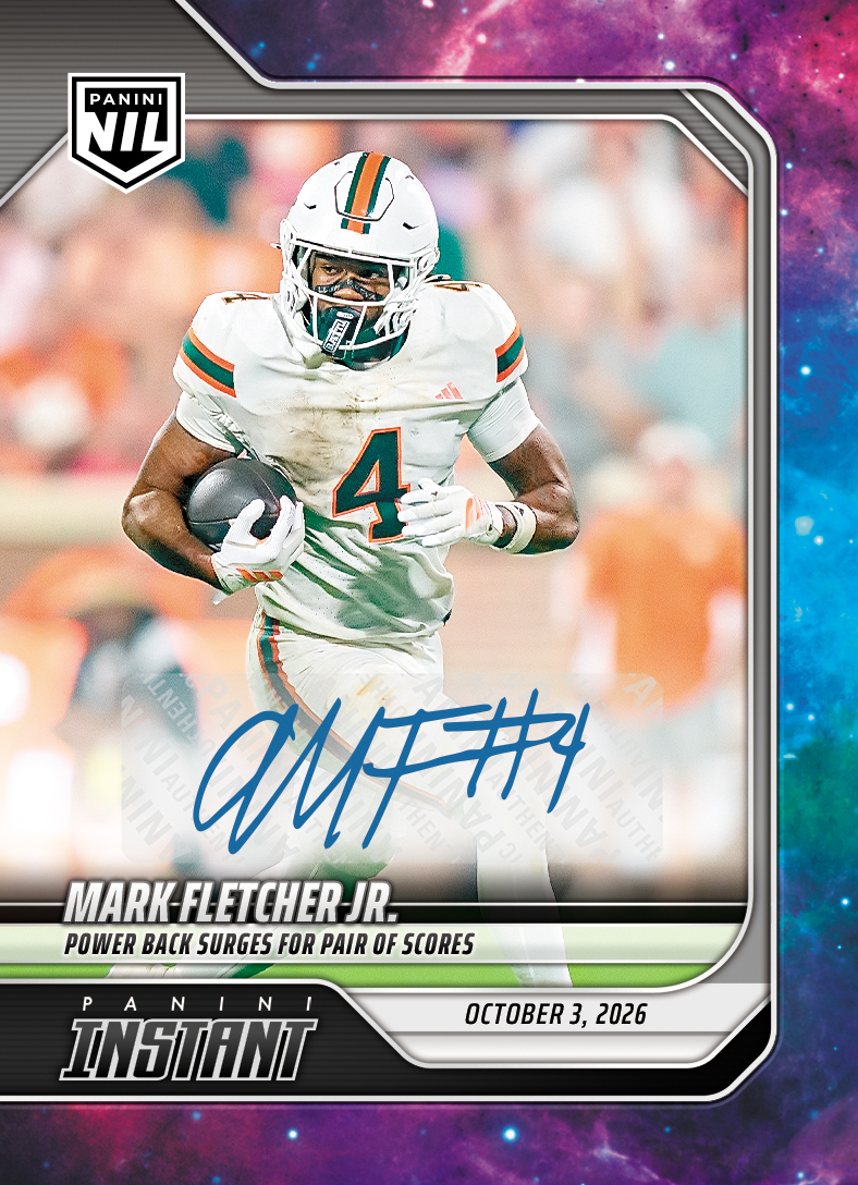 Detailed Image of Mark Fletcher Jr. - 2026 Panini Instant NIL College Football #5-MFJ - Galaxy 1/1 Auto