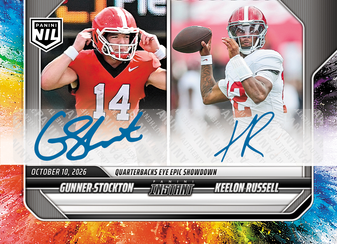 Detailed Image of Gunner Stockton/Keelon Russell - 2026 Panini Instant NIL College Football #6-PRE - Color Blast /10 Auto