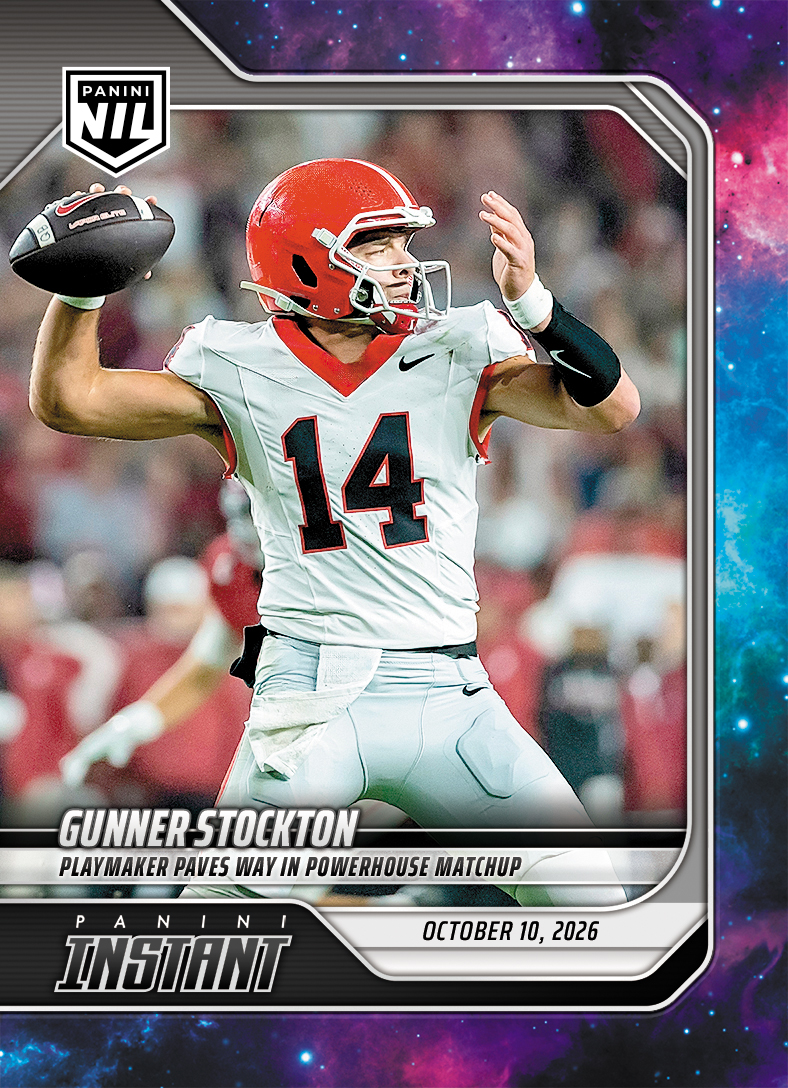 Detailed Image of Gunner Stockton - 2026 Panini Instant NIL College Football #6-GST - Galaxy 1/1