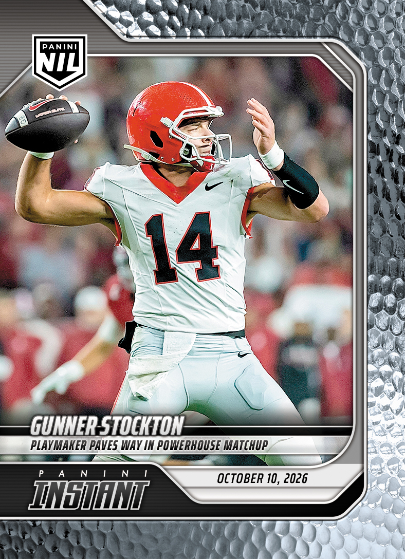 Detailed Image of Gunner Stockton - 2026 Panini Instant NIL College Football #6-GST - Metallic /5