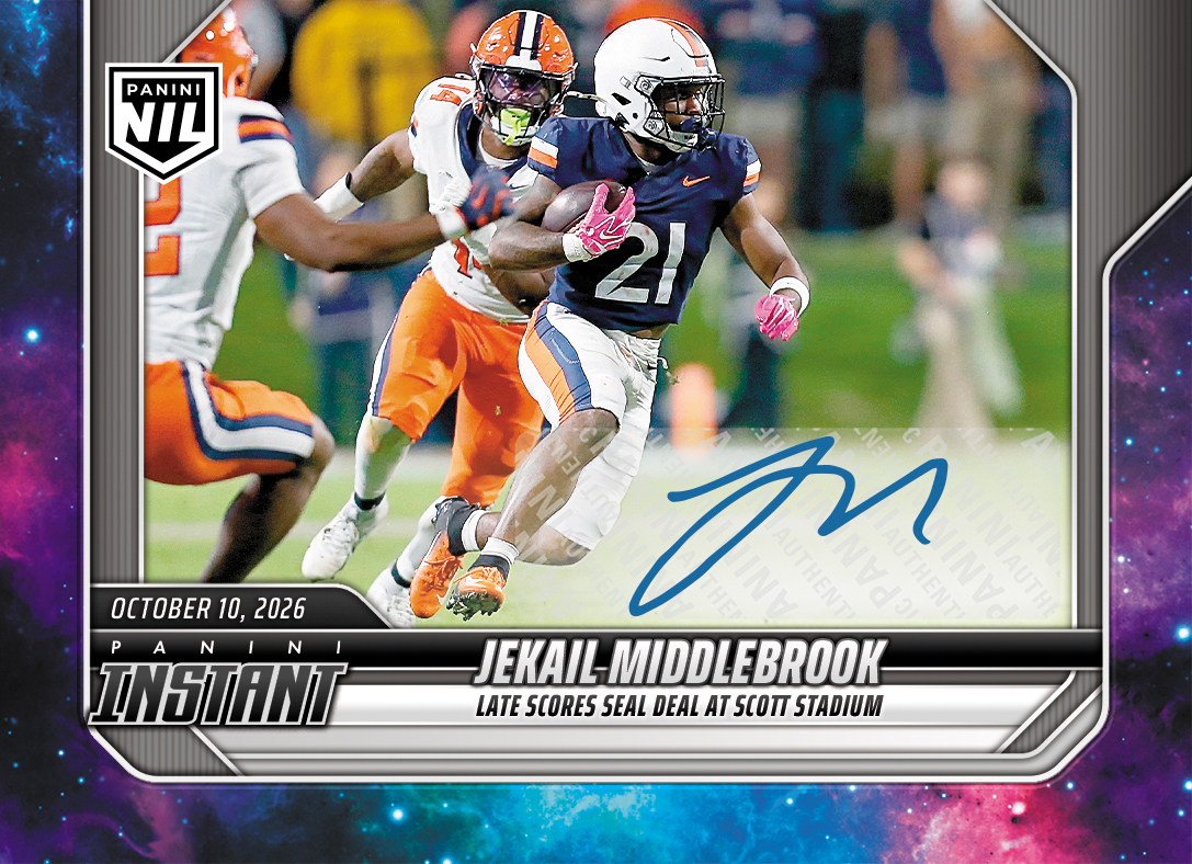 Detailed Image of Jekail Middlebrook - 2026 Panini Instant NIL College Football #6-JMI - Galaxy 1/1 Auto