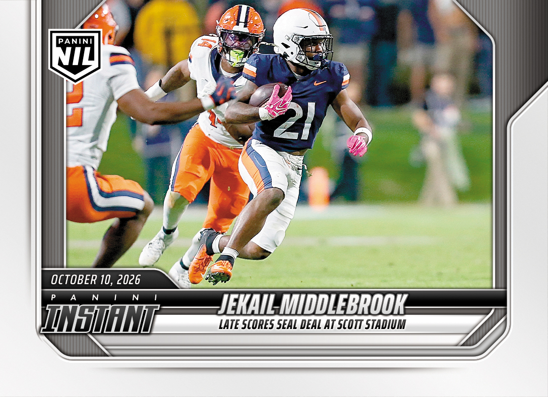 Detailed Image of Jekail Middlebrook - 2026 Panini Instant NIL College Football #6-JMI - Base Card 25-pack