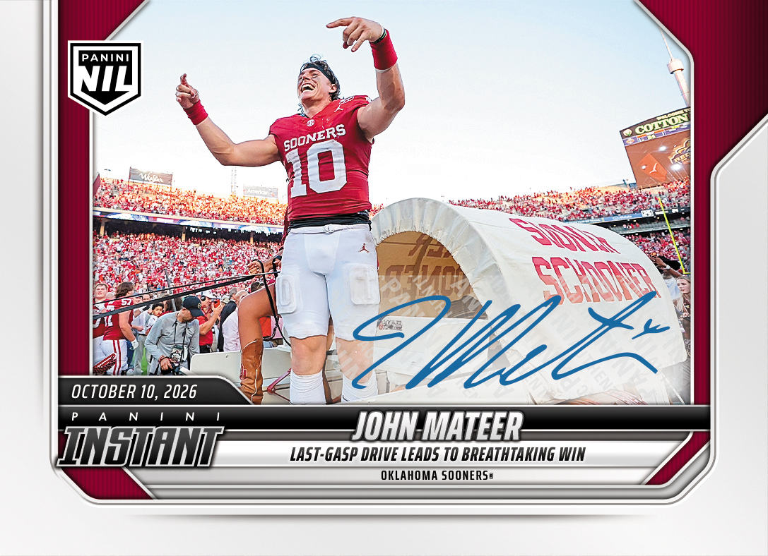 Detailed Image of John Mateer - 2026 Panini Instant NIL College Football #6-JMA - Base /49 Auto