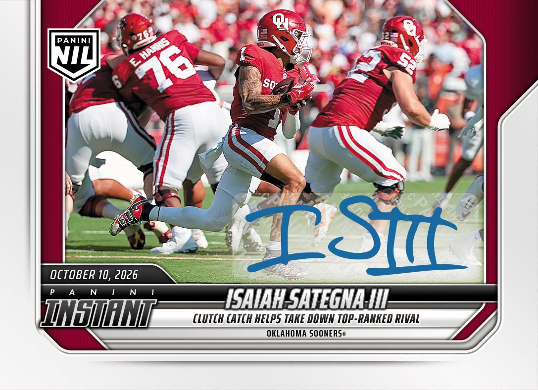 Detailed Image of Isaiah Sategna III - 2026 Panini Instant NIL College Football #6-ISA - Base /49 Auto