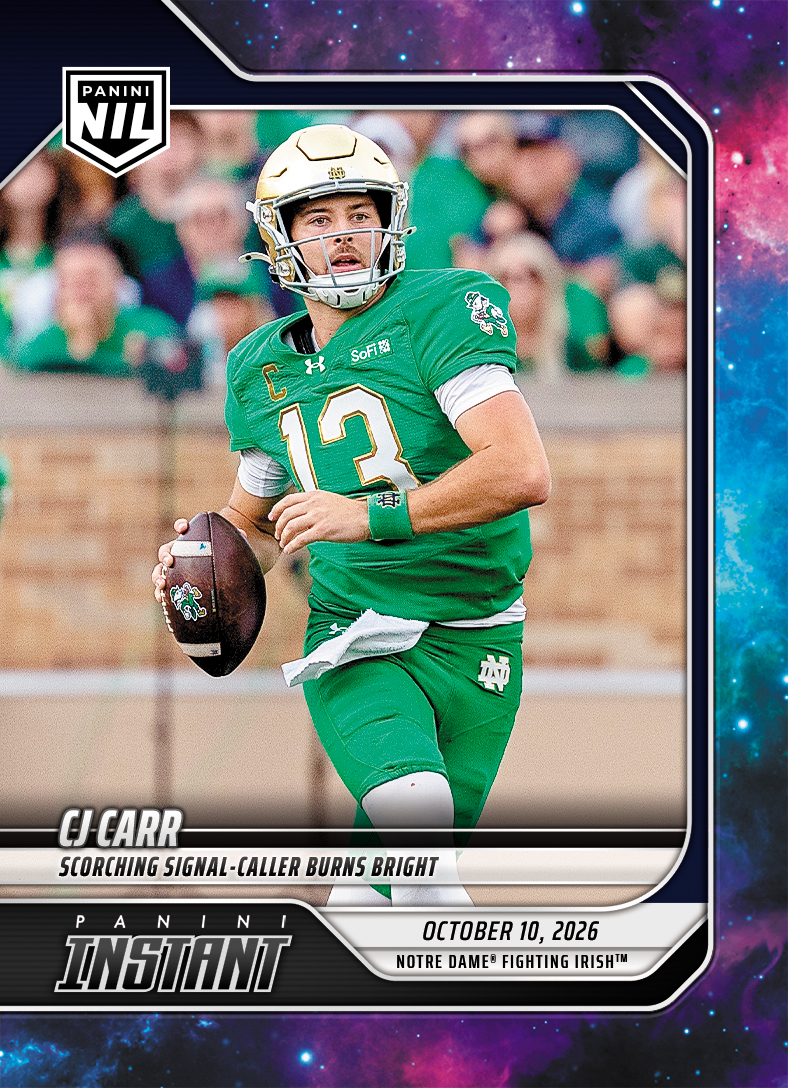 Detailed Image of CJ Carr - 2026 Panini Instant NIL College Football #6-CJC - Galaxy 1/1
