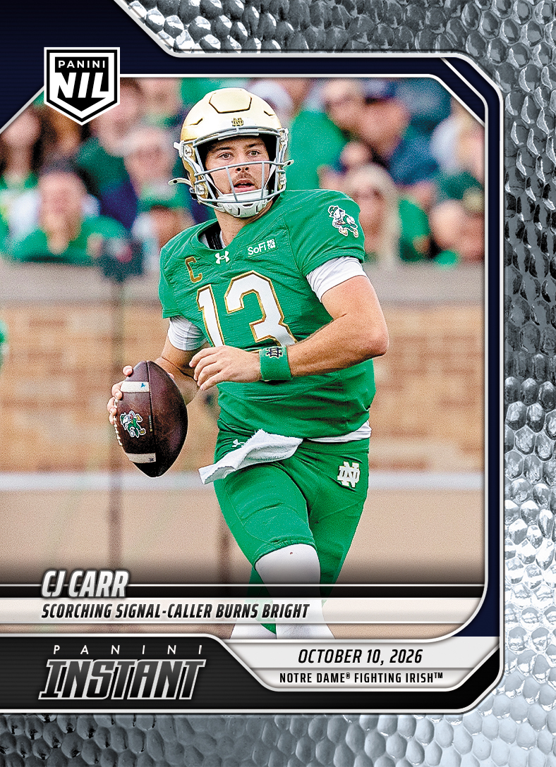 Detailed Image of CJ Carr - 2026 Panini Instant NIL College Football #6-CJC - Metallic /5