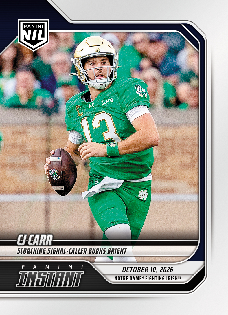 Detailed Image of CJ Carr - 2026 Panini Instant NIL College Football #6-CJC - Base Card 25-pack