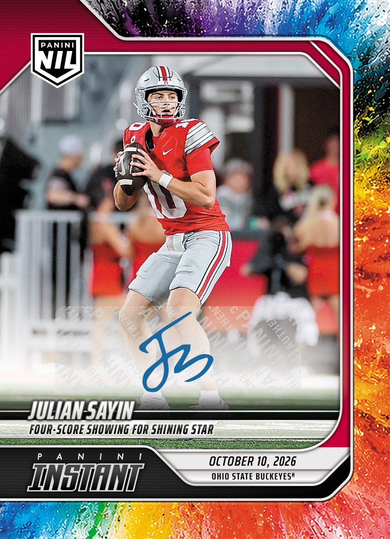 Detailed Image of Julian Sayin - 2026 Panini Instant NIL College Football #6-JSA - Color Blast /10 Auto