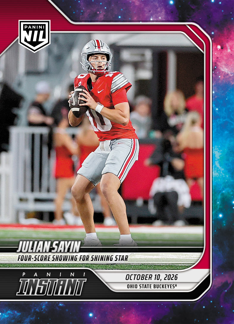 Detailed Image of Julian Sayin - 2026 Panini Instant NIL College Football #6-JSA - Galaxy 1/1