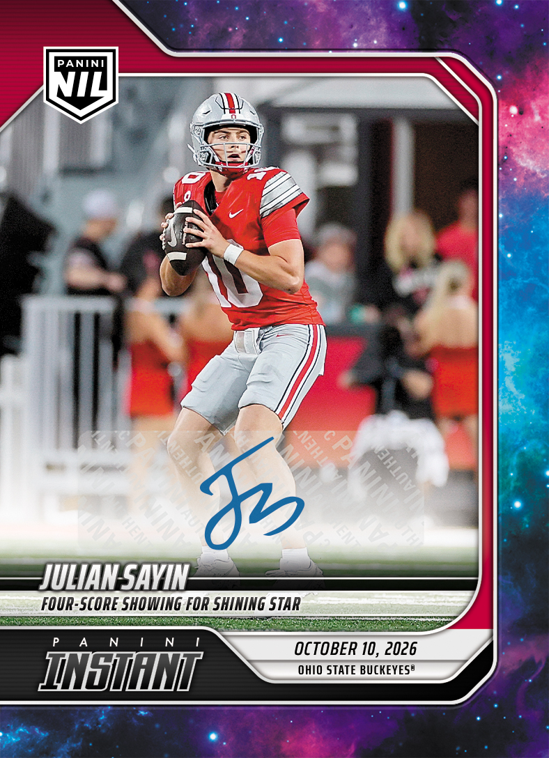 Detailed Image of Julian Sayin - 2026 Panini Instant NIL College Football #6-JSA - Galaxy 1/1 Auto