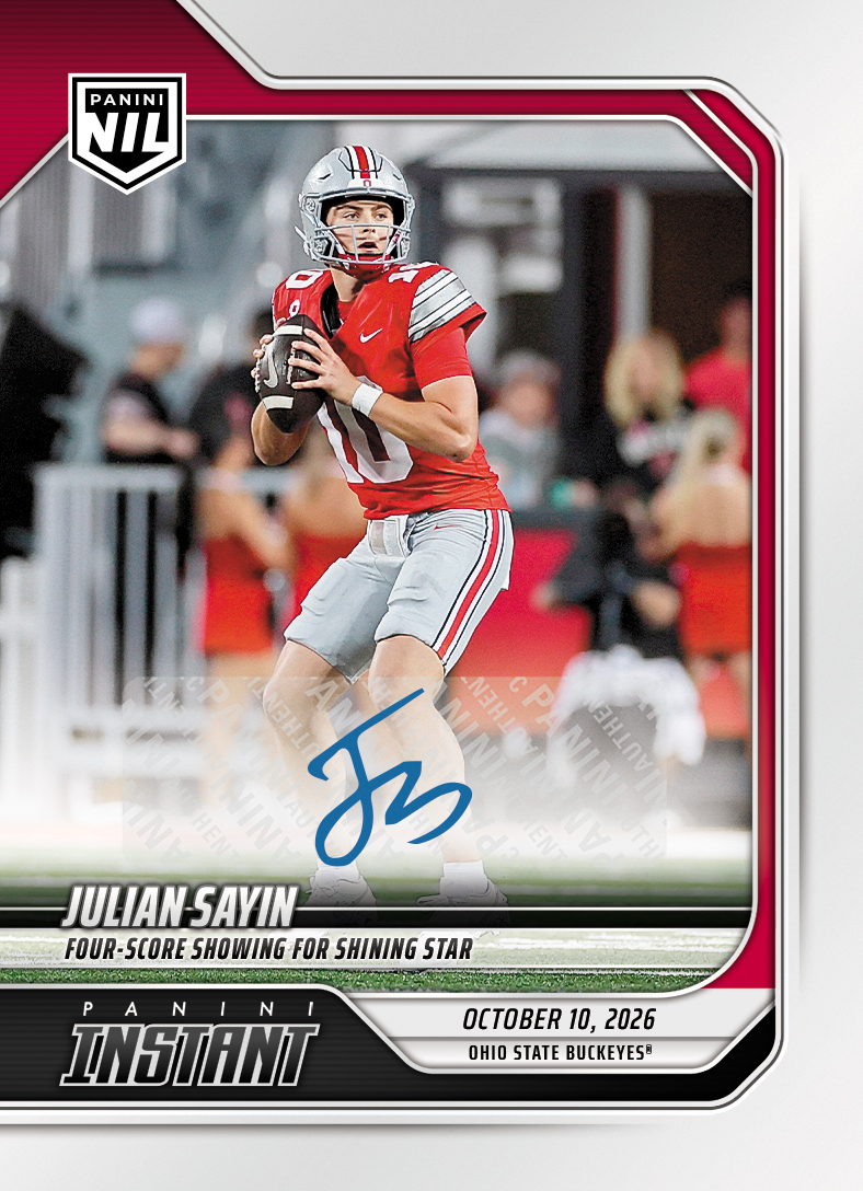Detailed Image of Julian Sayin - 2026 Panini Instant NIL College Football #6-JSA - Base /25 Auto