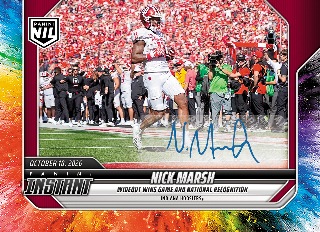 Detailed Image of Nick Marsh - 2026 Panini Instant NIL College Football #6-NMA - Color Blast /10 Auto