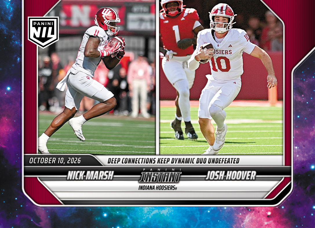 Detailed Image of Nick Marsh/Josh Hoover - 2026 Panini Instant NIL College Football #6-IU - Galaxy 1/1