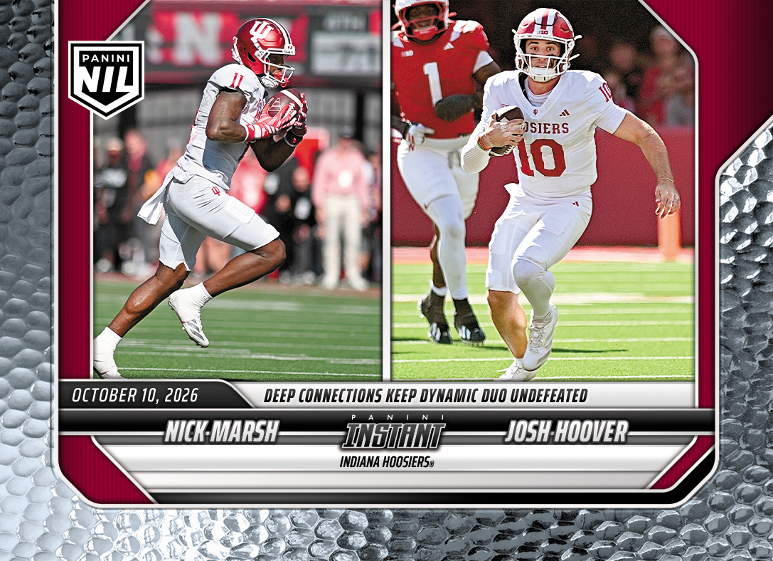 Detailed Image of Nick Marsh/Josh Hoover - 2026 Panini Instant NIL College Football #6-IU - Metallic /5