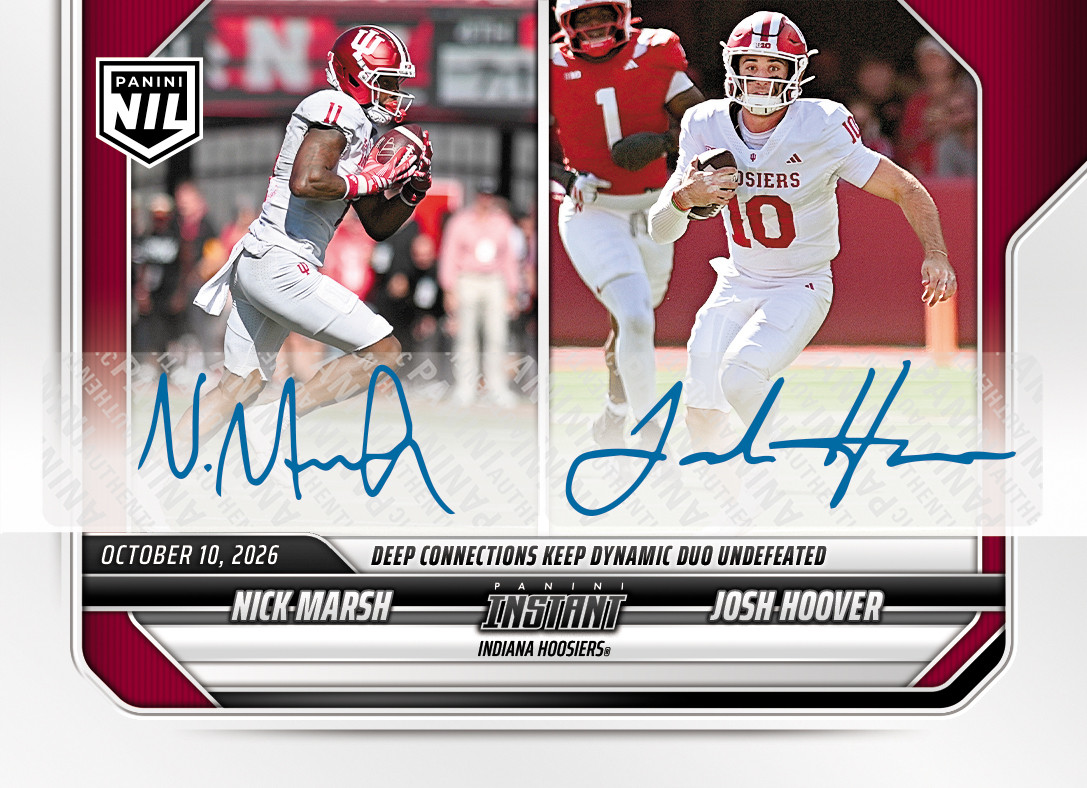 Detailed Image of Nick Marsh/Josh Hoover - 2026 Panini Instant NIL College Football #6-IU - Base /25 Auto