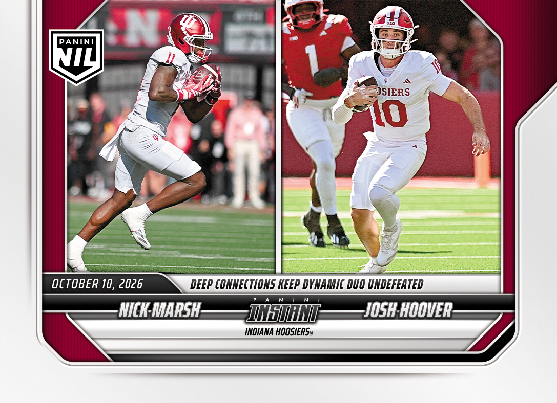 Detailed Image of Nick Marsh/Josh Hoover - 2026 Panini Instant NIL College Football #6-IU - Base Card 25-pack