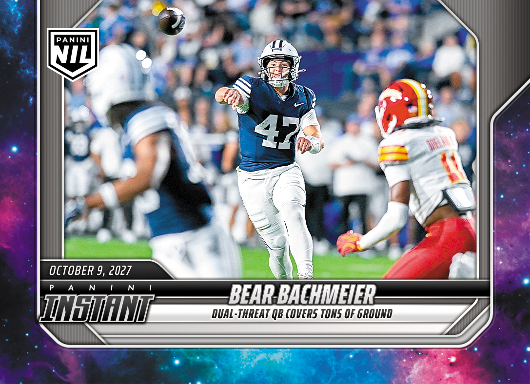 Detailed Image of Bear Bachmeier - 2026 Panini Instant NIL College Football #6-BBA - Galaxy 1/1