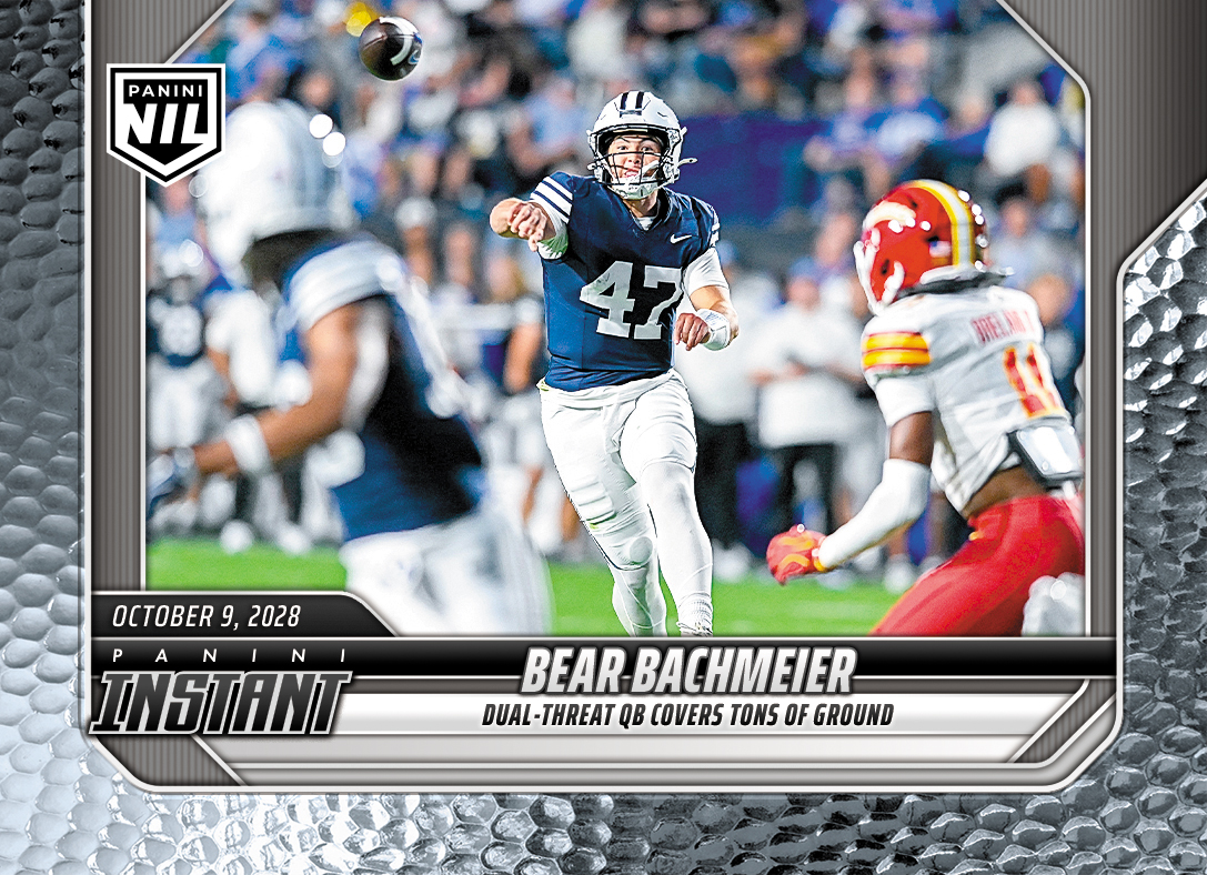 Detailed Image of Bear Bachmeier - 2026 Panini Instant NIL College Football #6-BBA - Metallic /5