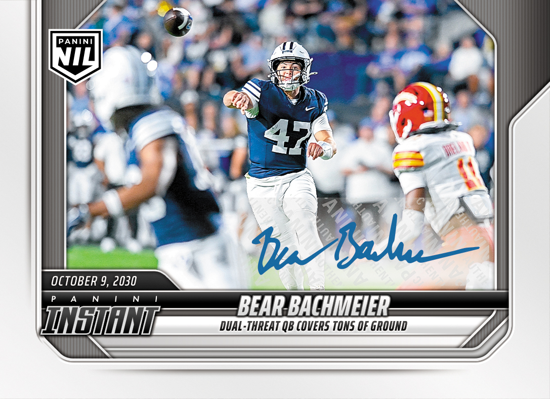 Detailed Image of Bear Bachmeier - 2026 Panini Instant NIL College Football #6-BBA - Base /25 Auto