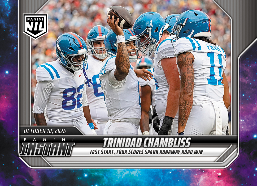Detailed Image of Trinidad Chambliss - 2026 Panini Instant NIL College Football #6-TCH - Galaxy 1/1