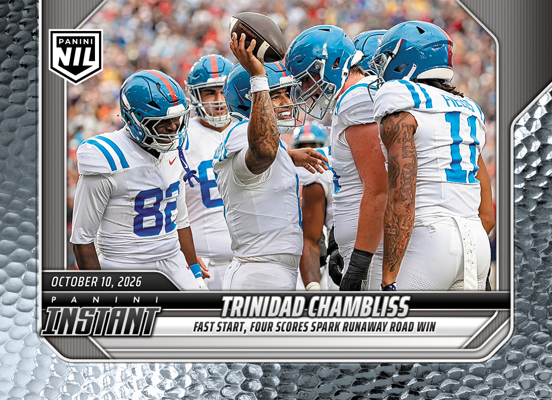 Detailed Image of Trinidad Chambliss - 2026 Panini Instant NIL College Football #6-TCH - Metallic /5