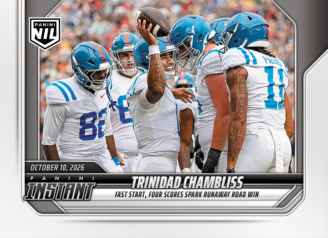 Detailed Image of Trinidad Chambliss - 2026 Panini Instant NIL College Football #6-TCH - Base Card 5-pack