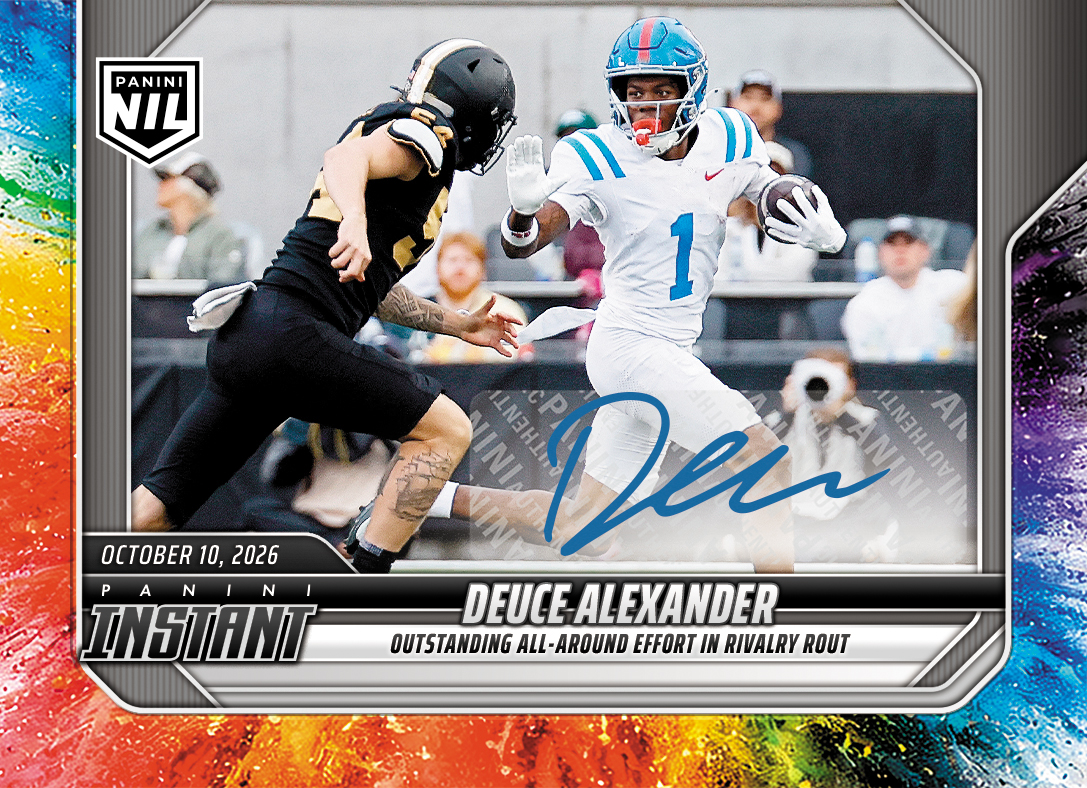 Detailed Image of Deuce Alexander - 2026 Panini Instant NIL College Football #6-DAL - Color Blast /10 Auto
