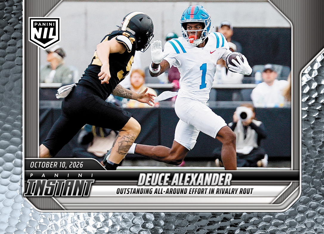Detailed Image of Deuce Alexander - 2026 Panini Instant NIL College Football #6-DAL - Metallic /5