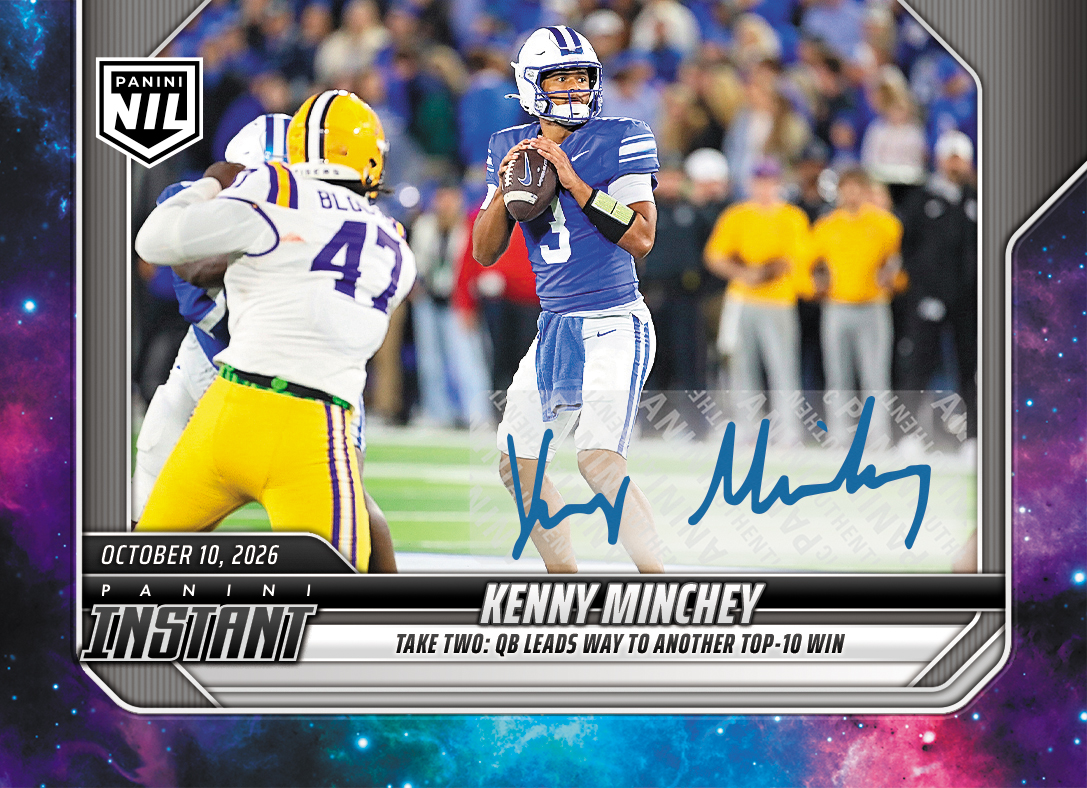 Detailed Image of Kenny Minchey - 2026 Panini Instant NIL College Football #6-KMI - Galaxy 1/1 Auto