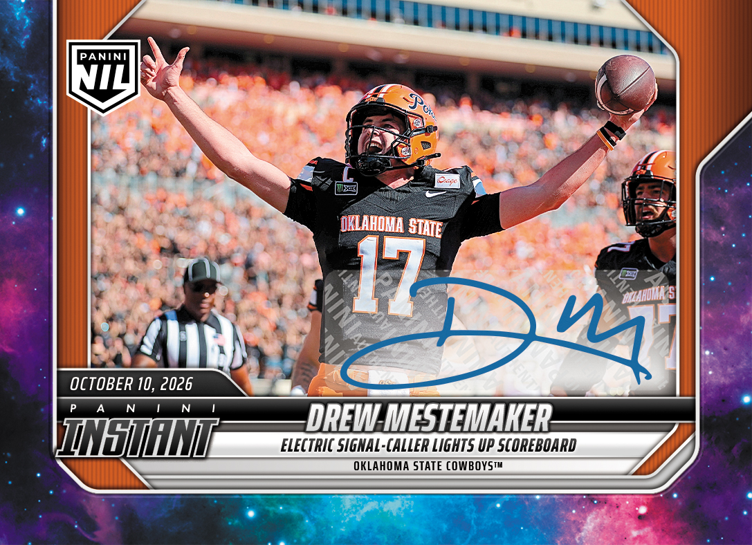 Detailed Image of Drew Mestemaker - 2026 Panini Instant NIL College Football #6-DME - Galaxy 1/1 Auto