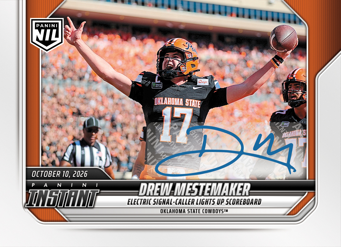 Detailed Image of Drew Mestemaker - 2026 Panini Instant NIL College Football #6-DME - Base /49 Auto
