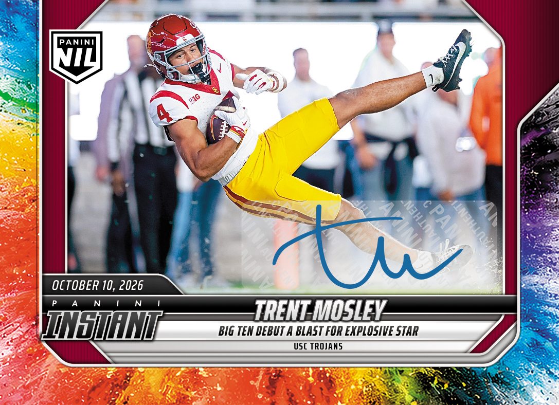 Detailed Image of Trent Mosley - 2026 Panini Instant NIL College Football #6-TMO - Color Blast /10 Auto