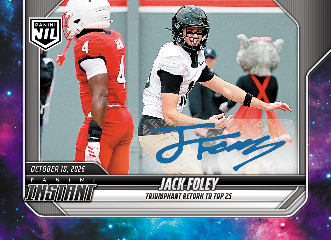 Detailed Image of Jack Foley - 2026 Panini Instant NIL College Football #6-JFO - Galaxy 1/1 Auto