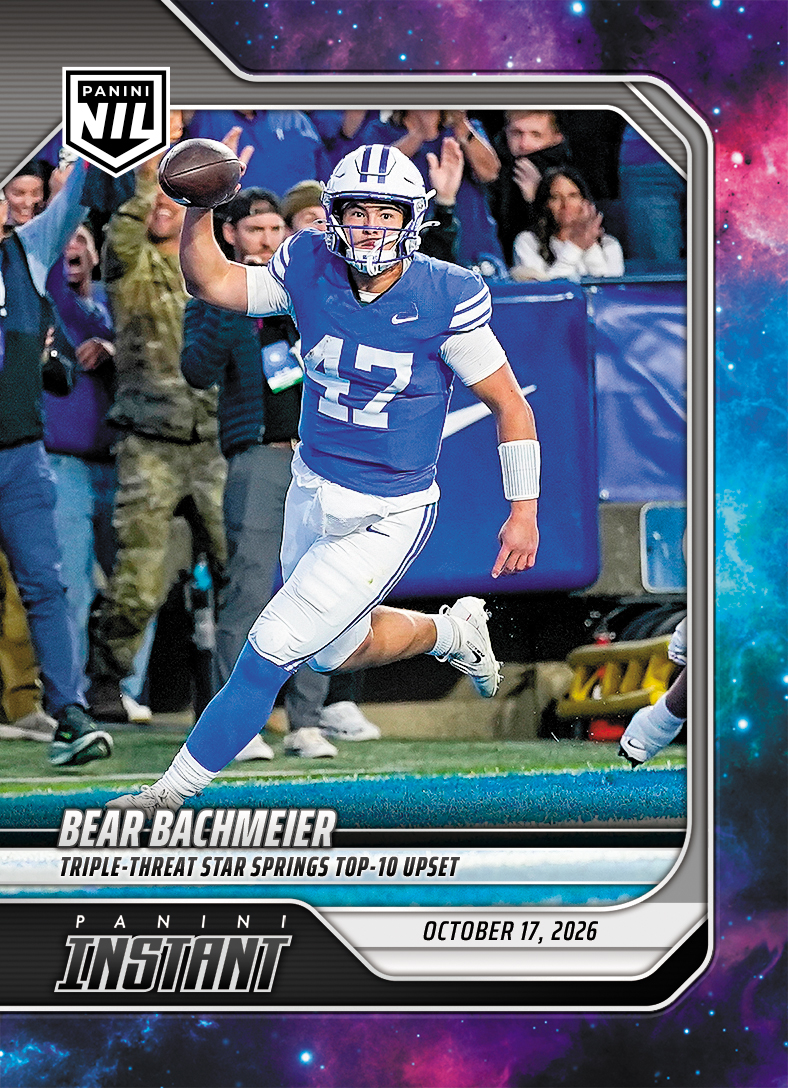 Detailed Image of Bear Bachmeier - 2026 Panini Instant NIL College Football #7-BEA - Galaxy 1/1