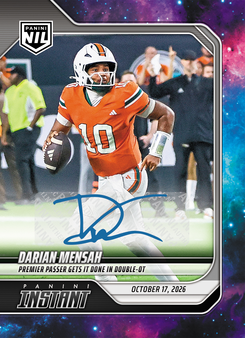 Detailed Image of Darian Mensah - 2026 Panini Instant NIL College Football #7-DME - Galaxy 1/1 Auto