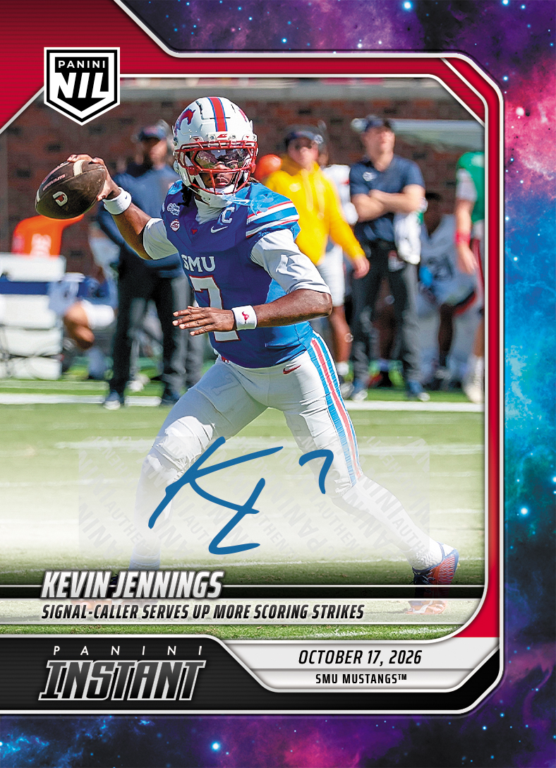 Detailed Image of Kevin Jennings - 2026 Panini NIL College Football #7-KJE - Galaxy 1/1 Auto