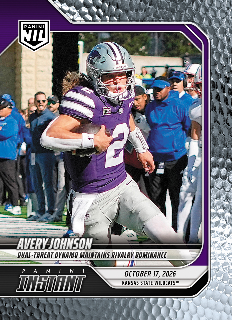 Detailed Image of Avery Johnson - 2026 Panini Instant NIL College Football #7-AJO - Metallic /5