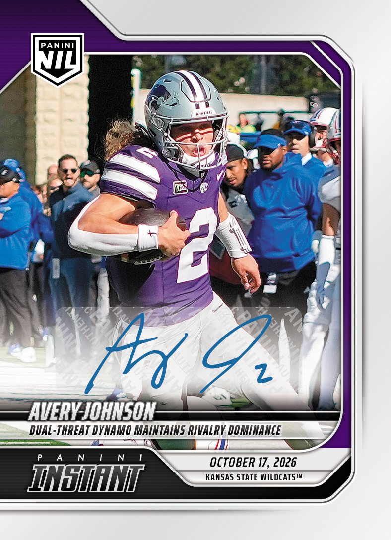 Detailed Image of Avery Johnson - 2026 Panini Instant NIL College Football #7-AJO - Base /25 Auto