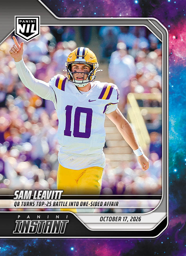 Detailed Image of Sam Leavitt - 2026 Panini Instant NIL College Football #7-SAM - Galaxy 1/1