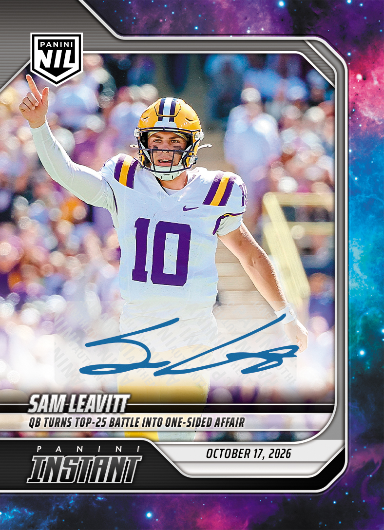 Detailed Image of Sam Leavitt - 2026 Panini Instant NIL College Football #7-SAM - Galaxy 1/1 Auto