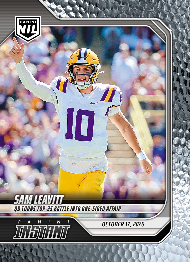 Detailed Image of Sam Leavitt - 2026 Panini Instant NIL College Football #7-SAM- Metallic /5