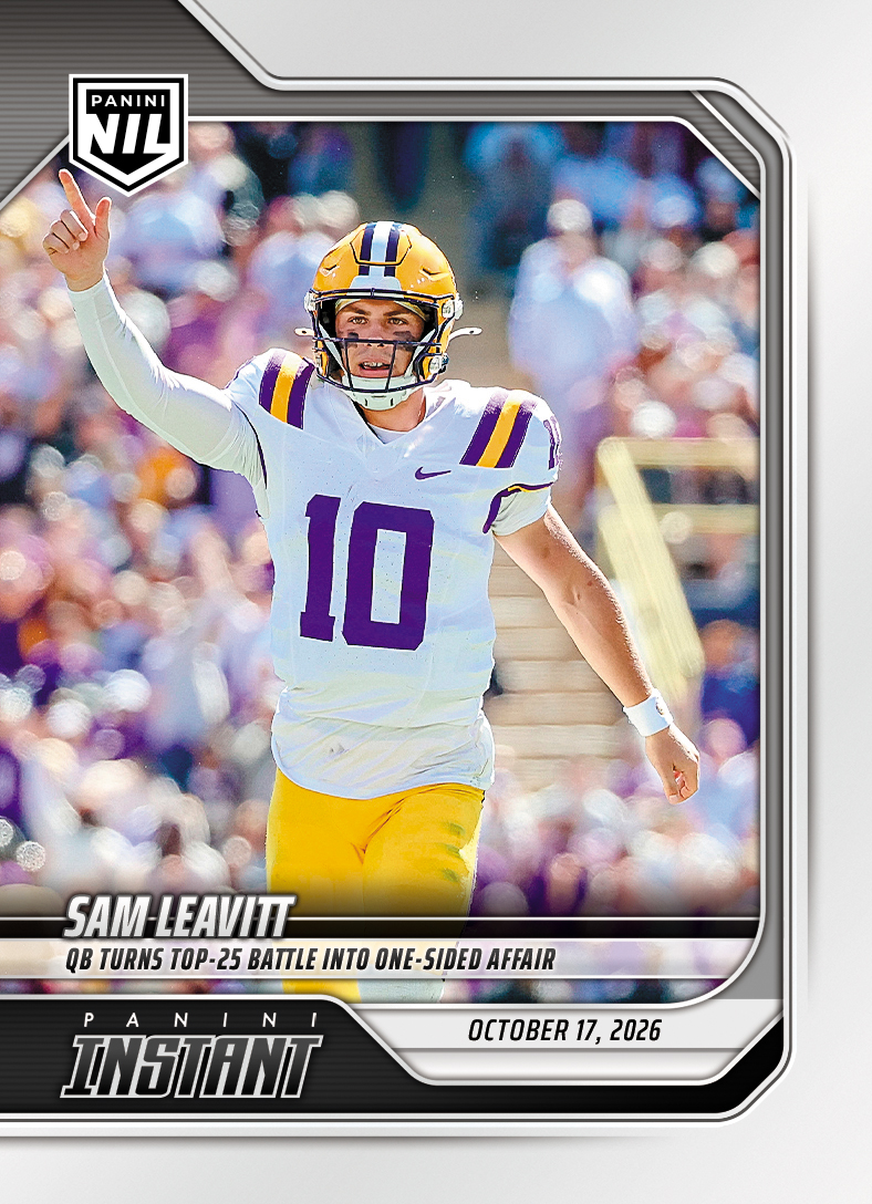 Detailed Image of Sam Leavitt - 2026 Panini Instant NIL College Football #7-SAM - Base Card 25-pack