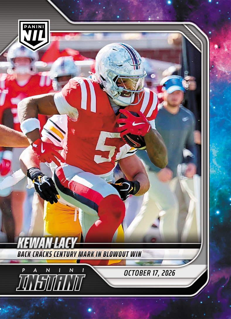 Detailed Image of Kewan Lacy - 2026 Panini Instant NIL College Football #7-LCA - Galaxy 1/1