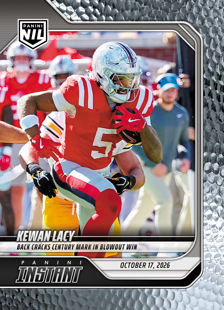 Detailed Image of Kewan Lacy - 2026 Panini Instant NIL College Football #7-LCA - Metallic /5