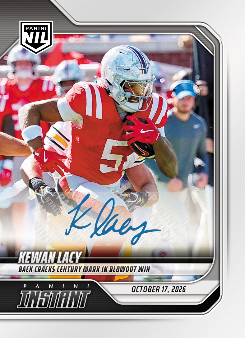 Detailed Image of Kewan Lacy - 2026 Panini Instant NIL College Football #7-LCA - Base /25 Auto