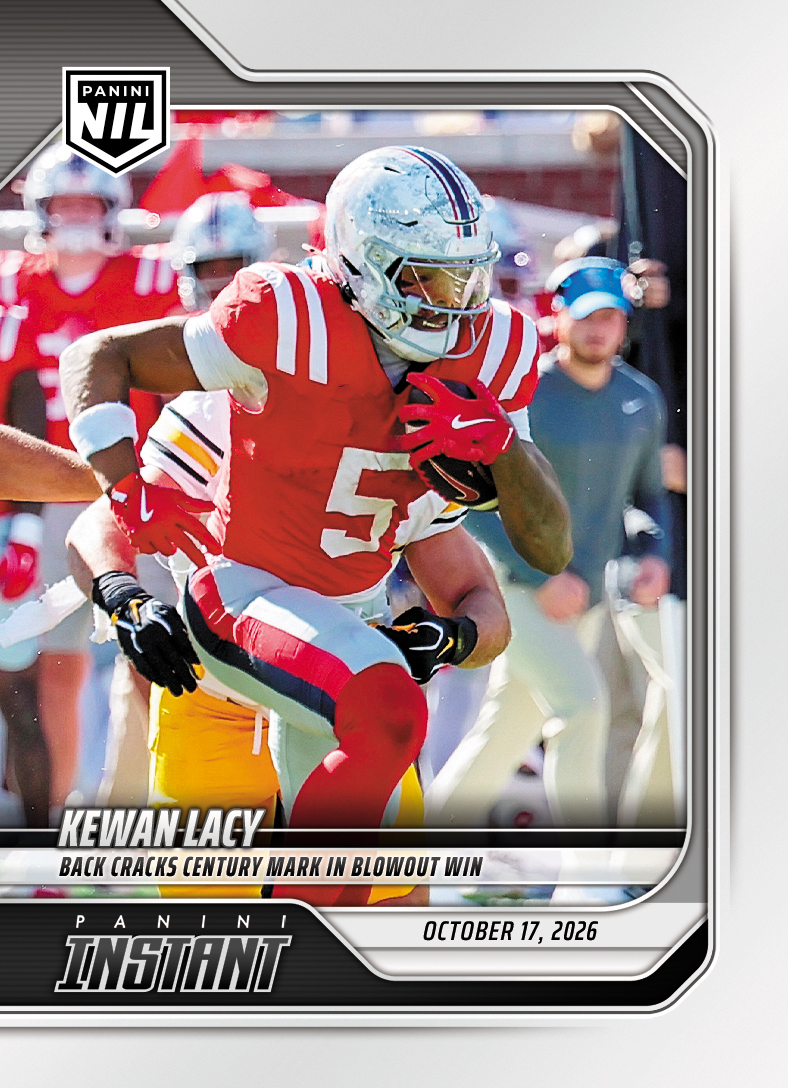 Detailed Image of Kewan Lacy - 2026 Panini Instant NIL College Football #7-LCA - Base Card 5-pack