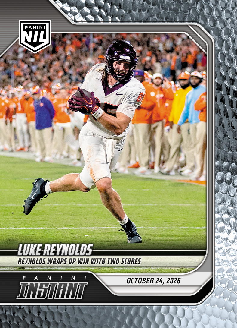 Detailed Image of Luke Reynolds - 2026 Panini NIL College Football #8-LRE - Metallic /5