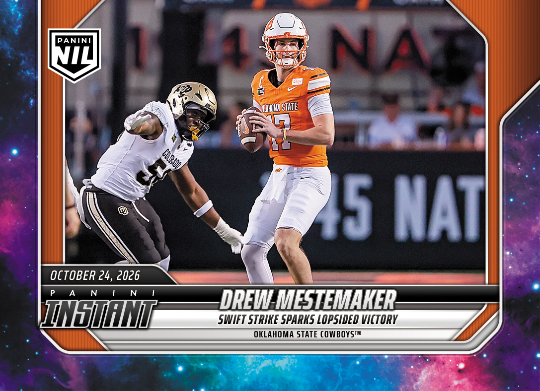 Detailed Image of Drew Mestemaker - 2026 Panini Instant NIL College Football #8-DME - Galaxy 1/1